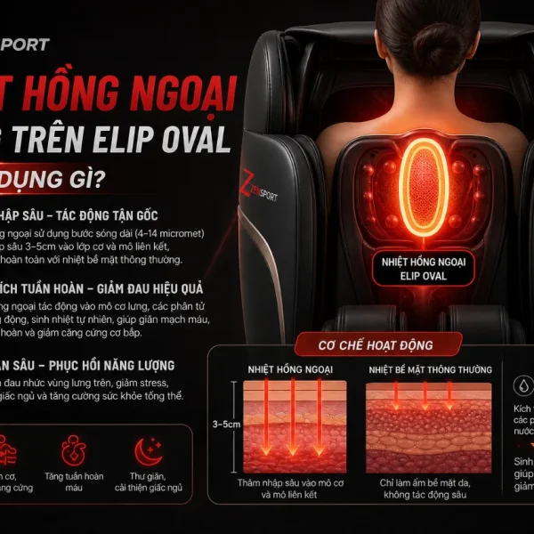 Ghế Massage ELIP Oval: Massage Không Trọng Lực, Nhiệt Kép