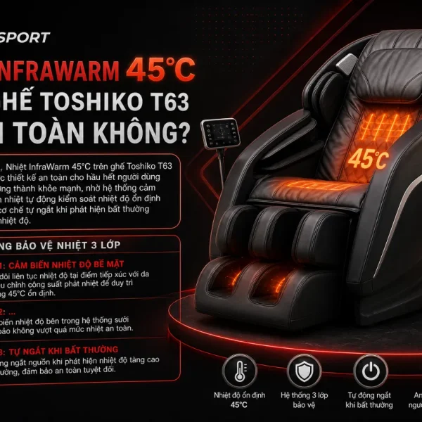 Ghế Massage Toshiko T63: Con Lăn 3D DeepTouch, Nhiệt InfraWarm 45°C