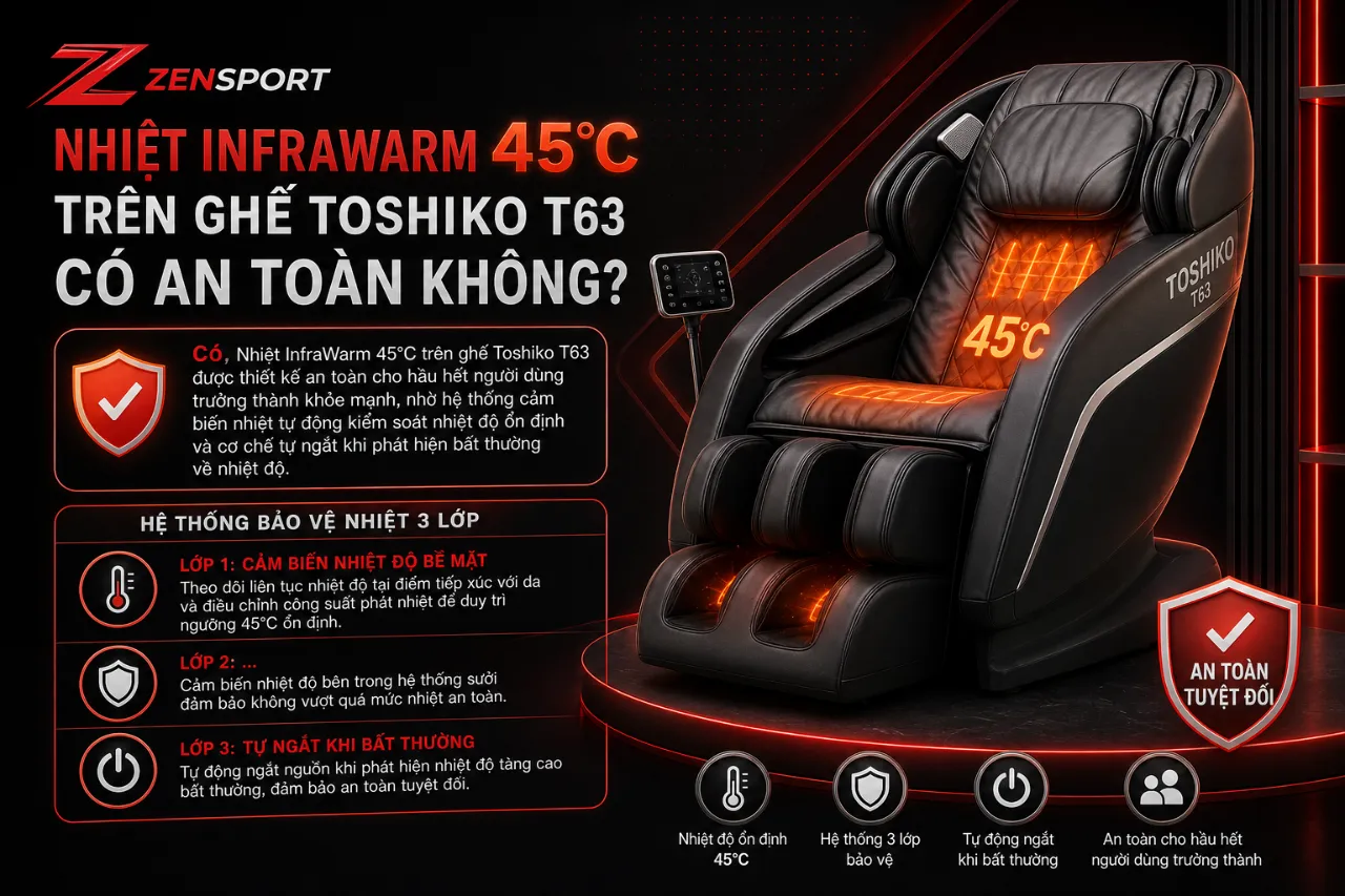 Nhiệt InfraWarm 45°C Trên Ghế Toshiko T63 Có An Toàn Không?