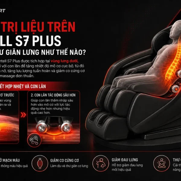 Ghế Massage Gintell S7 Plus: Con Lăn Kép 8-D, Thư Giãn Lưng Sâu