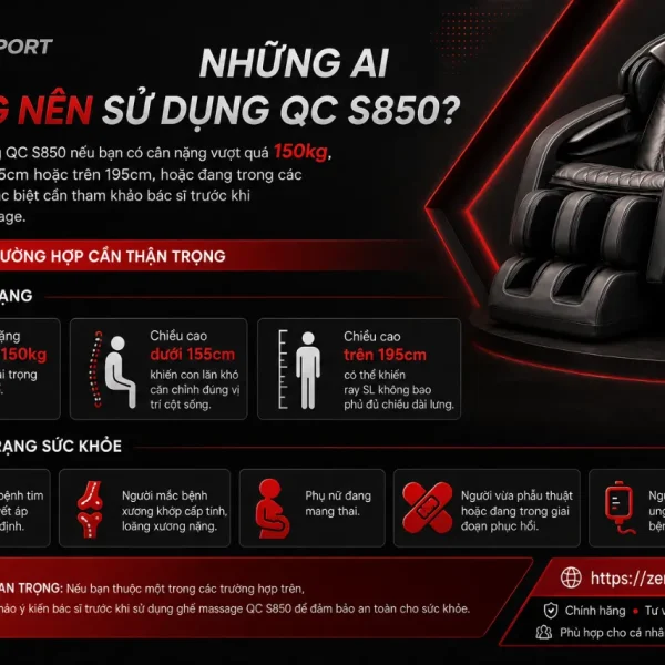 Ghế Massage Queen Crown QC S850: Massage 5D, Ray SL 145cm