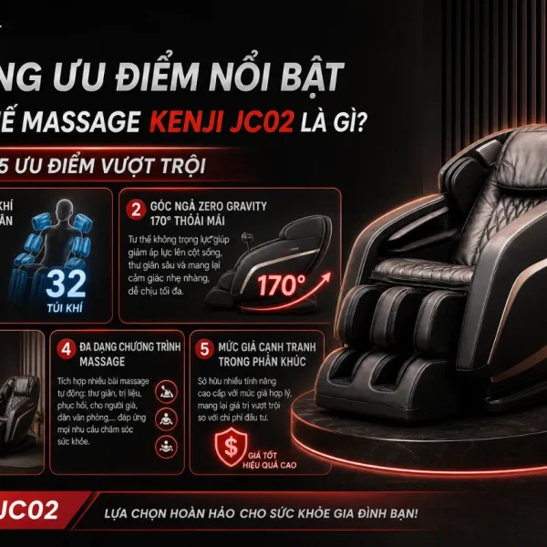 Ghế Massage Kenji JC02: 32 Túi Khí, Zero Gravity 170 Độ