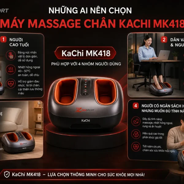 Máy massage chân KaChi MK418: 3D, 20 điểm tiếp xúc, chườm ấm