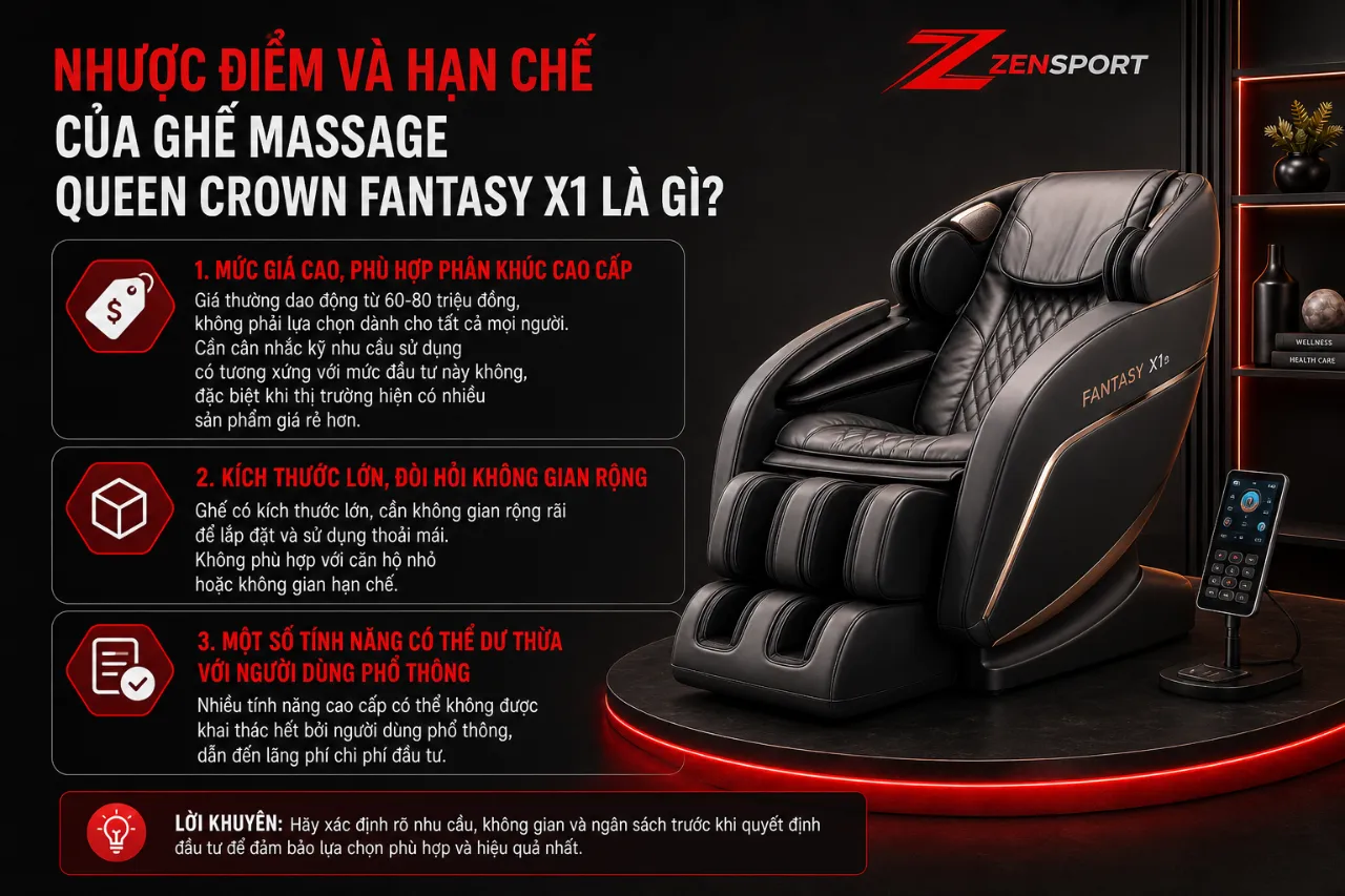 Nhược Điểm Và Hạn Chế Của Ghế Massage Queen Crown Fantasy X1 Là Gì?