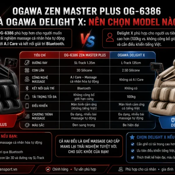 Ghế Massage Ogawa Zen Master Plus OG-6386: A.I Care, SL-Track 1.35m