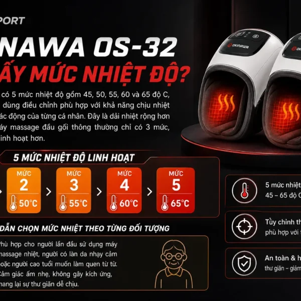 Máy massage đầu gối Okinawa OS-32: Nhiệt nóng, rung tần