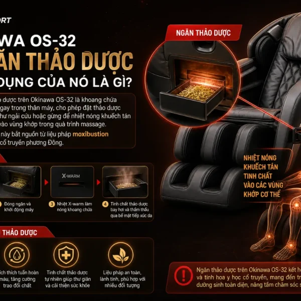 Máy massage đầu gối Okinawa OS-32: Nhiệt nóng, rung tần