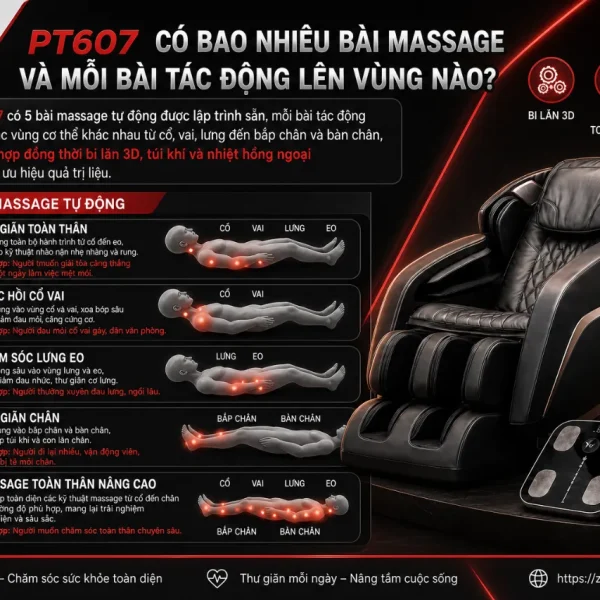 Ghế Massage Fuji Luxury PT607: Bi Chạy 3D, Body Scan