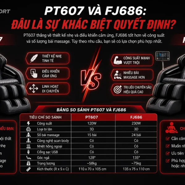 Ghế Massage Fuji Luxury PT607: Bi Chạy 3D, Body Scan