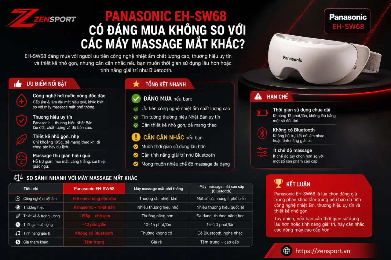 Panasonic EH-SW68 có đáng mua không so với các máy massage mắt khác?
