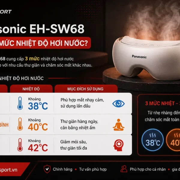 Máy massage mắt Panasonic EH-SW68: hơi nước nóng, chườm nhiệt 42°C