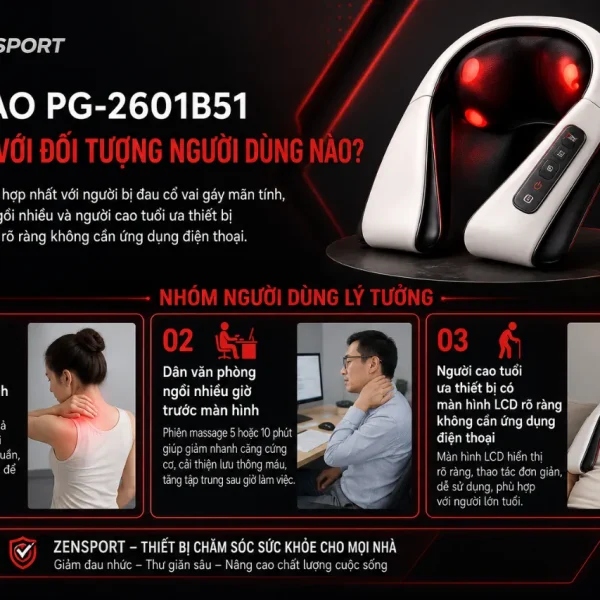 Máy massage cổ Pangao PG-2601B51: Shiatsu 3D, hồng ngoại