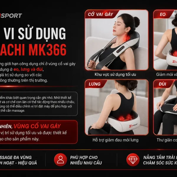 Máy massage cổ vai gáy Kachi MK366: con lăn 4D, nhiệt hồng ngoại