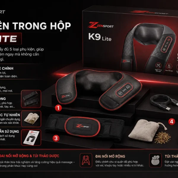 Máy massage đầu gối Masaji K9 Lite: Hồng ngoại, 5 cấp nhiệt
