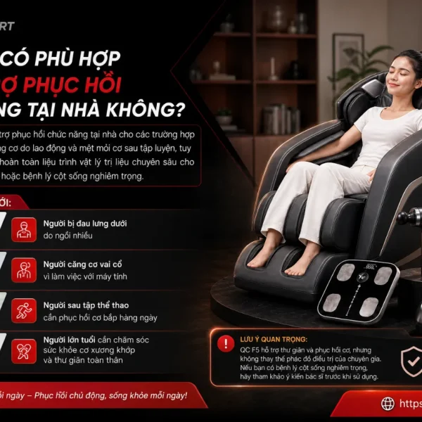 Ghế Massage Queen Crown QC F5: 4 Bài Tự Động, Massage 3D
