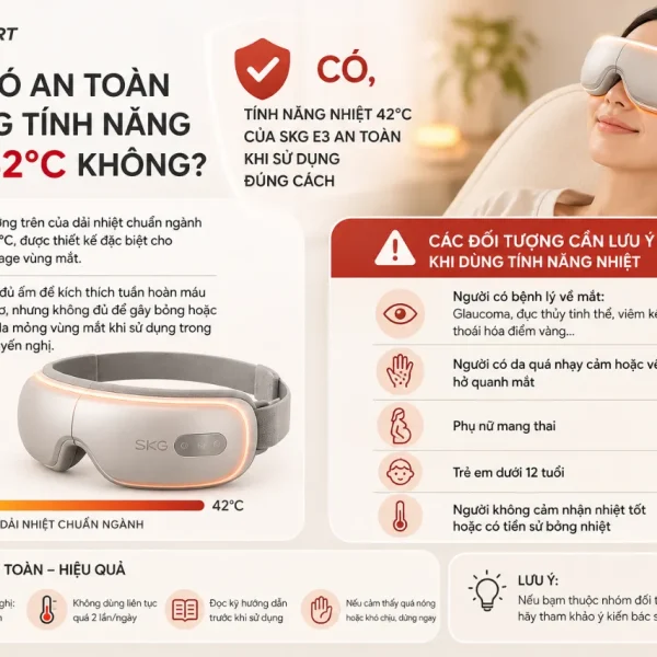 Máy massage mắt SKG E3: 5 chế độ, nhiệt 42°C