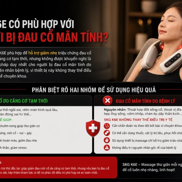 Máy massage cổ SKG K6E: Xung điện TENS, 4 chế độ, 15 cường độ