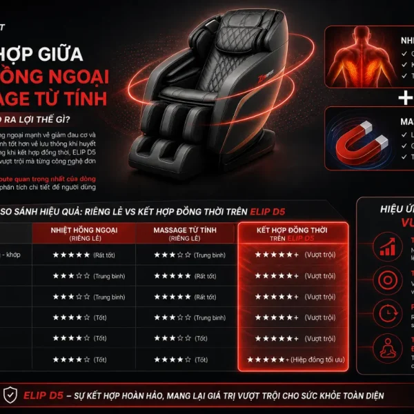 Ghế Massage ELIP D5: Nhiệt Hồng Ngoại, Massage Từ Tính