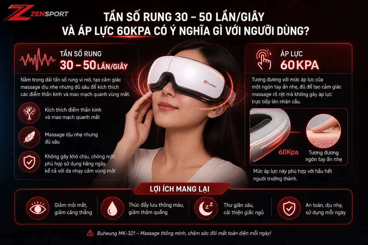 Tần số rung 30 – 50 lần/giây và áp lực 60Kpa có ý nghĩa gì với người dùng?