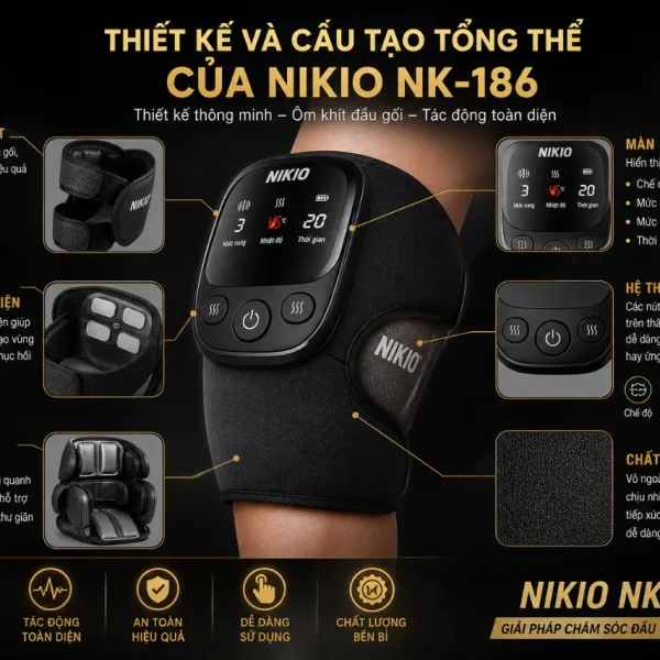 Máy massage đầu gối Nikio NK-186: Massage 5in1, 6 chế độ