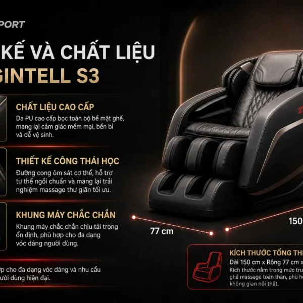 Ghế Massage Gintell S3 SuperChair: Con Lăn 3D, Zero Gravity