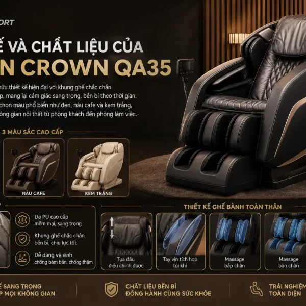 Ghế Massage Queen Crown QA35: 8 Chương Trình, 3D Max