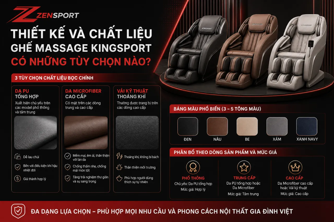 Thiết Kế Và Chất Liệu Ghế Massage Kingsport Có Những Tùy Chọn Nào?