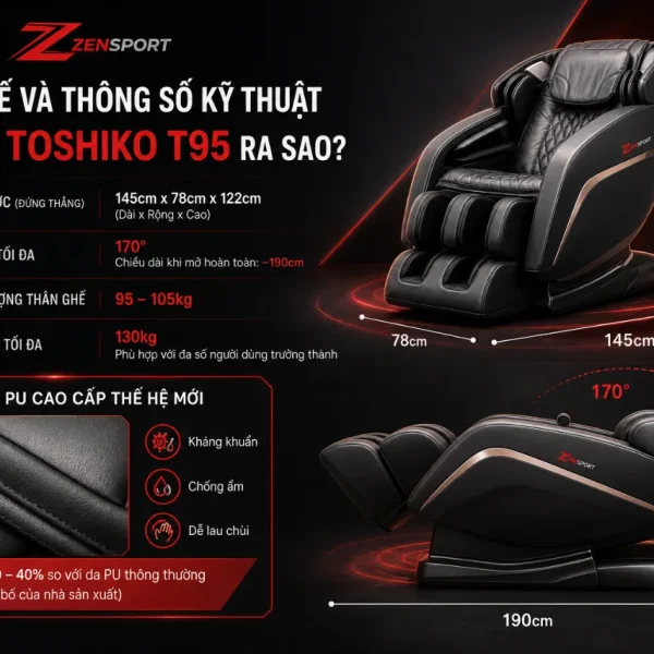 Ghế Massage Toshiko T95: 4D 360°TheraTouch, SL-track 135cm