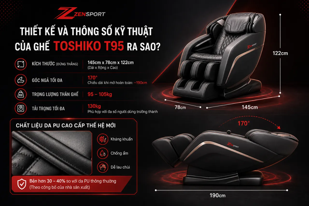 Thiết Kế Và Thông Số Kỹ Thuật Của Ghế Toshiko T95 Ra Sao?