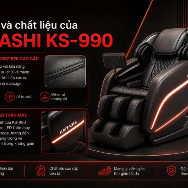 Ghế massage Kaitashi KS-990: 5D Smart, 11 bài tự động