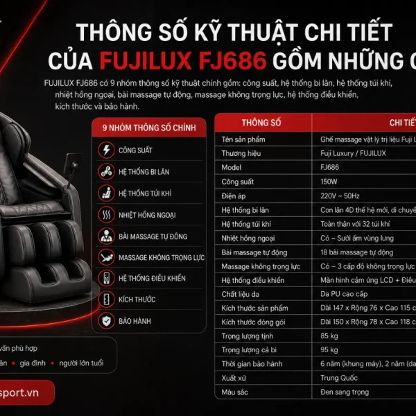 Ghế Massage FUJILUX FJ686: Scan Body AI, Massage Trị Liệu Toàn Thân