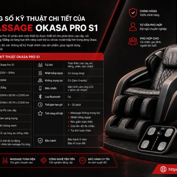 Ghế Massage Okasa Pro S1: Điều Khiển Giọng Nói, 9 Bài Tự Động