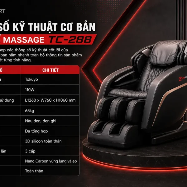 Ghế Massage Tokuyo TC-288 Con Lăn 3D, Nhiệt Nano Carbon