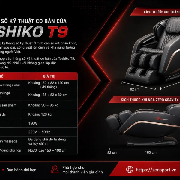 Ghế Massage Toshiko T9: 4D DeepTouch, AI Scan Pro+ Cá Nhân Hoá