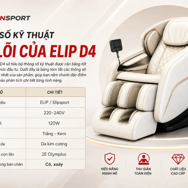 Ghế Massage ELIP D4 GDV AG: 2E Olymplus, Túi Khí Kép