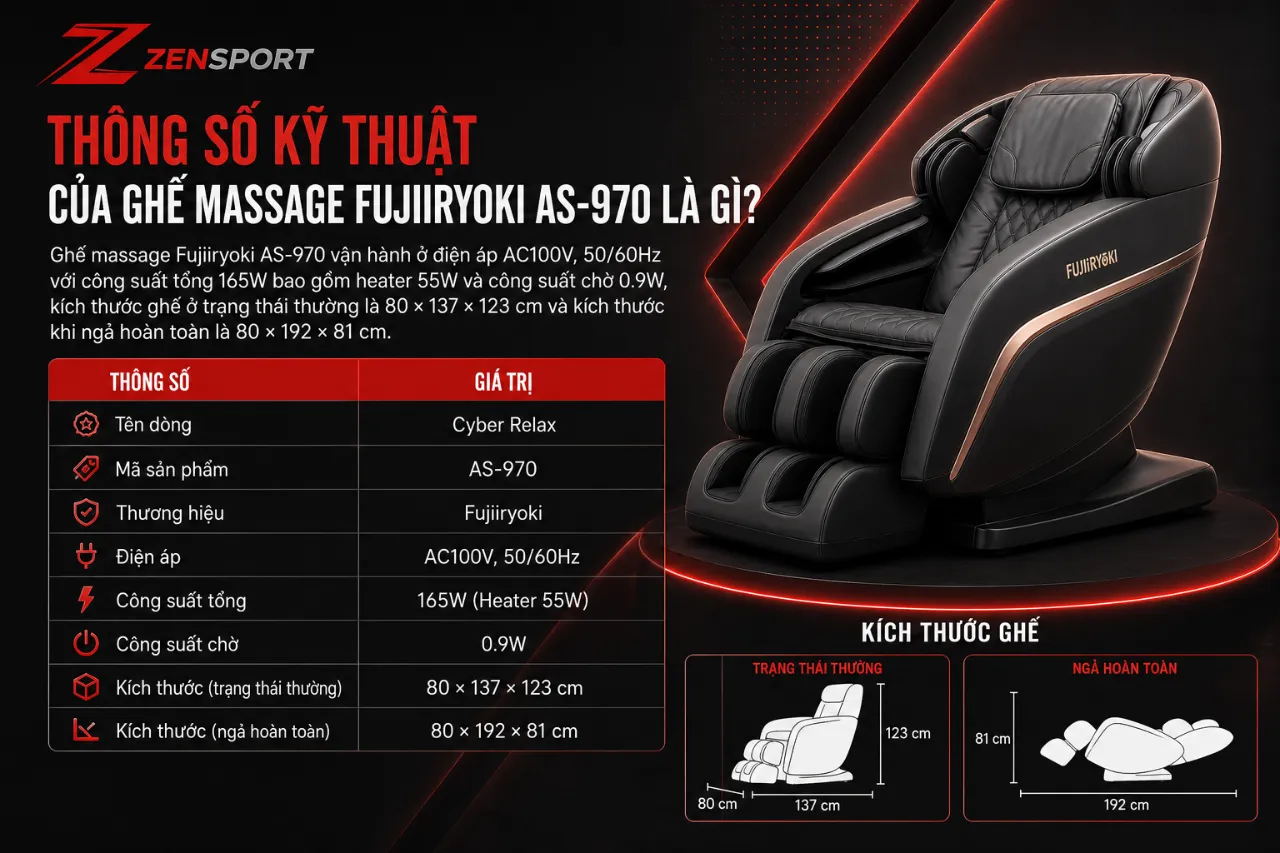 Thông Số Kỹ Thuật Của Ghế Massage Fujiiryoki AS-970 Là Gì?