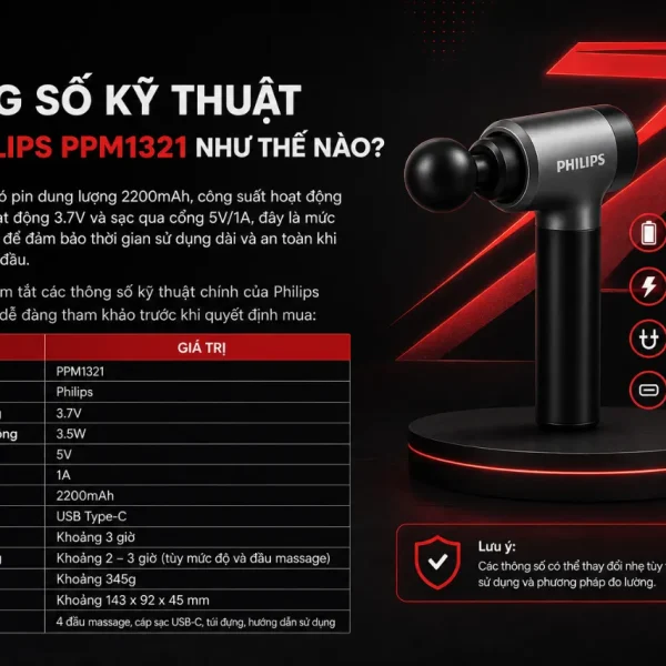 Máy Massage Đầu Philips PPM1321: 3 chế độ massage, chườm ấm