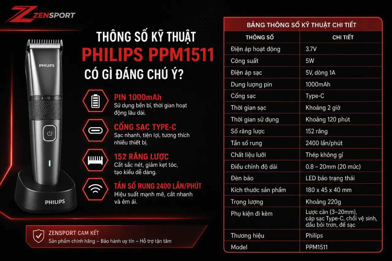 Thông Số Kỹ Thuật Philips PPM1511 Có Gì Đáng Chú Ý?