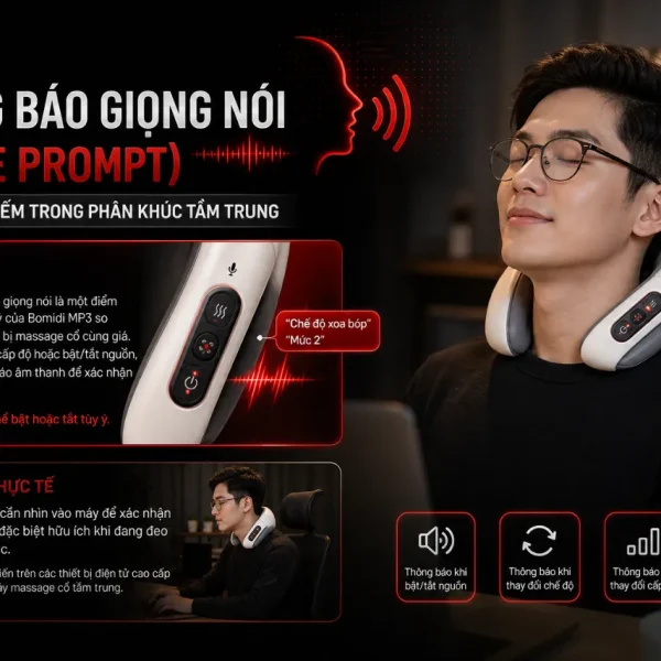 Máy massage cổ Bomidi MP3: 16 chế độ, TENS EMS