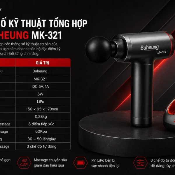 Máy massage mắt Buheung MK-321: bóng khí đa điểm, 3 chế độ