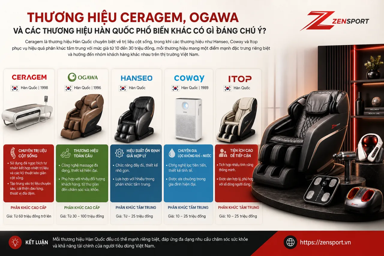 Thương Hiệu Ceragem, Ogawa Và Các Thương Hiệu Hàn Quốc Phổ Biến Khác Có Gì Đáng Chú Ý?