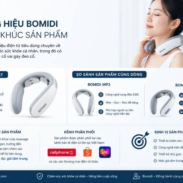 Máy massage cổ Bomidi MP3: 16 chế độ, TENS EMS