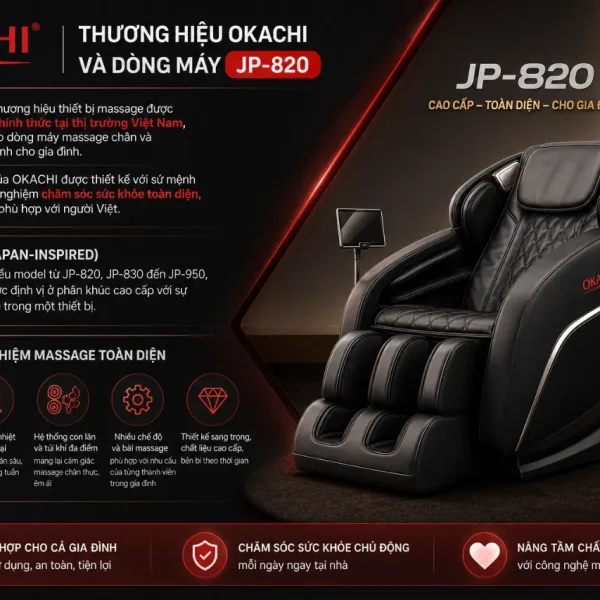 Máy massage chân OKACHI JP-820: 4 motor, massage nhiệt hồng ngoại