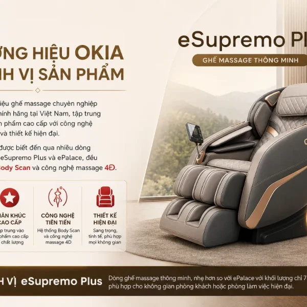Ghế Massage OKIA eSupremo Plus: 4D Human Touch, Body Scan