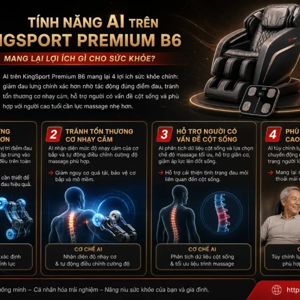 Ghế Massage KingSport Premium B6: AI Thông Minh, Điều Khiển Tiếng Việt