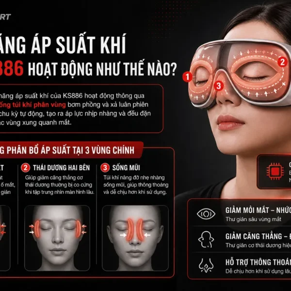 Máy massage mắt KingSport KS886: áp suất khí, chườm nóng tùy chỉnh