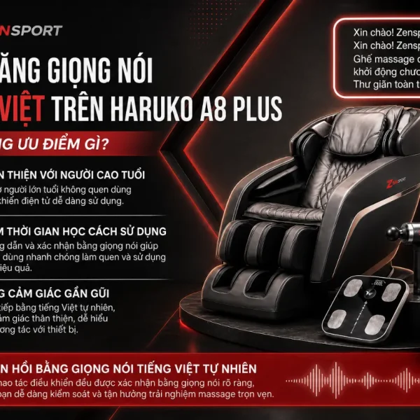 Ghế Massage Haruko A8 Plus: 4D, 30 Túi Khí, Có Giọng Nói Tiếng Việt