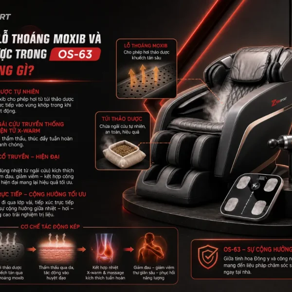 Máy massage đầu gối Okinawa OS-63: Công nghệ X-warm, 4 đầu rung