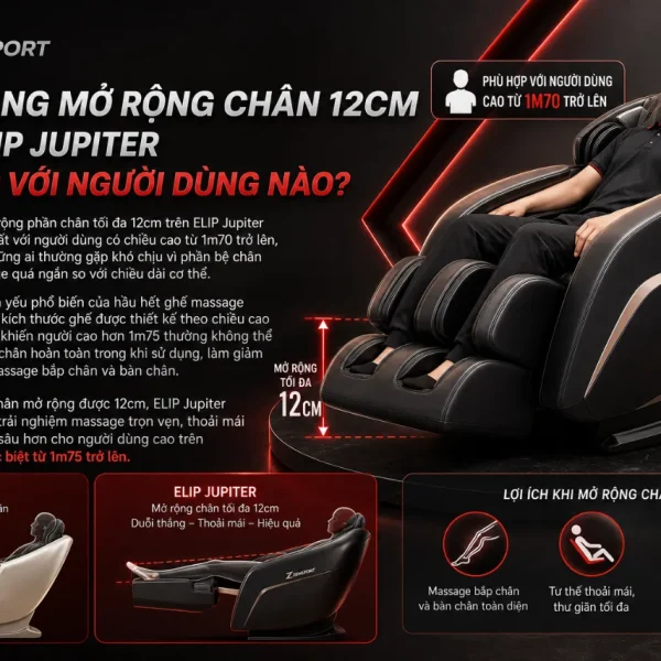 Ghế Massage ELIP Jupiter: Ion Âm, Điều Khiển Giọng Nói