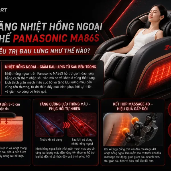 Ghế Massage Panasonic MA86S: Cục Đấm 4D, Massage Toàn Thân